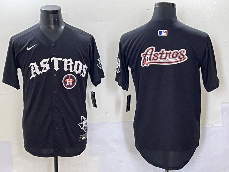 Men 2025 Houston Astros Blank Black Seven generations Joint Name Nike MLB Jersey style 21